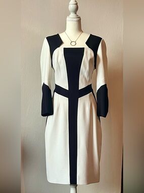 Rachel Roy Black White Colorblock Sheath Dress Size 8